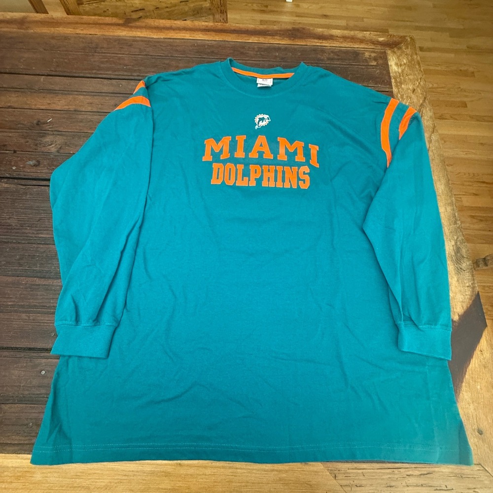 NFL Miami Dolphins Long Sleeve T-Shirt Mens XL Aqua Teal VF Imagewear Cotton